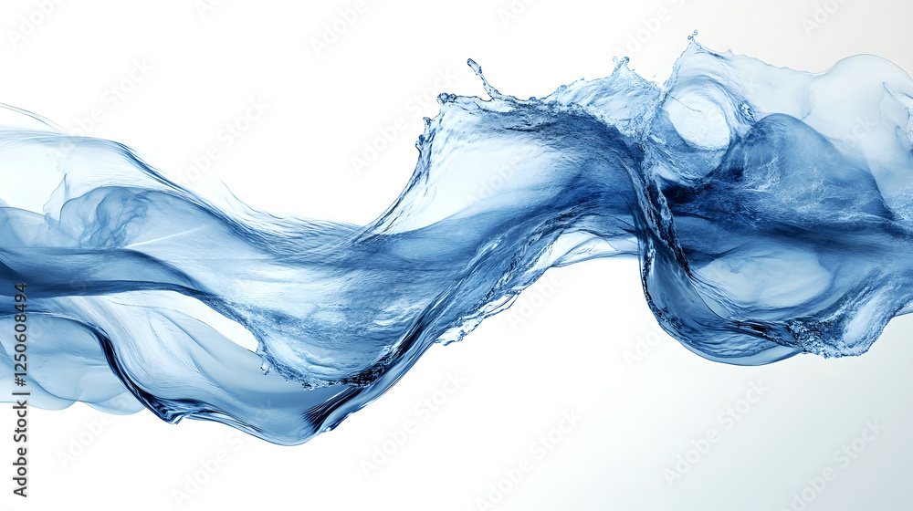 Leinwandbilder powerful blue liquid flowing in dynamic wave like motion abstract conceptual background with transpa
