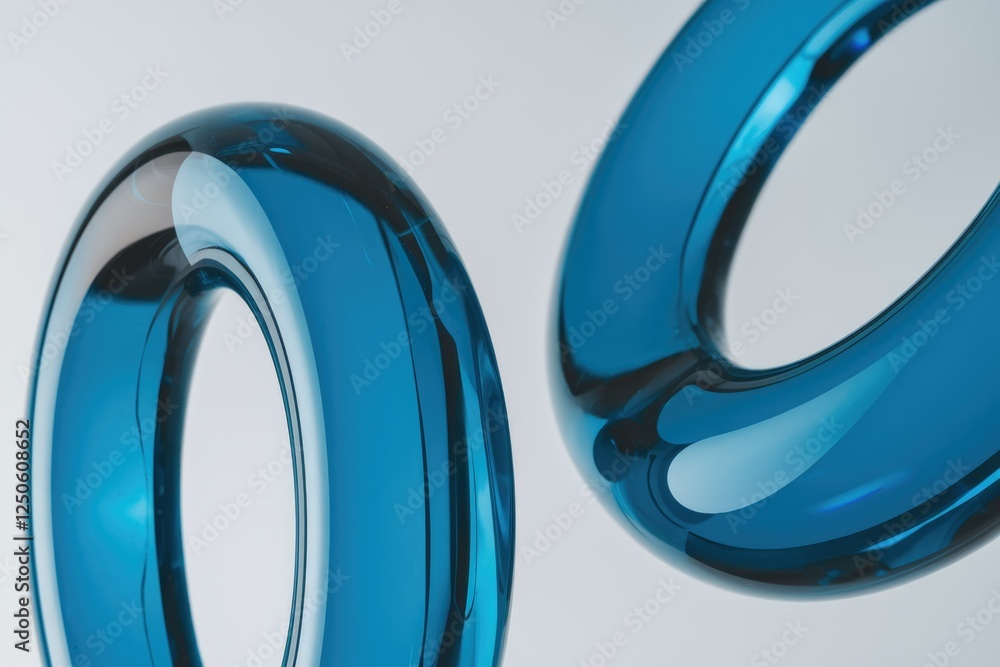 Aufkleber abstract image of two glossy, teal-colored, torus shapes, seemingly floating.