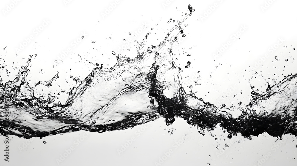Leinwandbilder Powerful monochrome splash of water in high motion capturing the chaotic energy dynamics and raw power of the liquid flow  The image showcases the dramatic movement turbulence