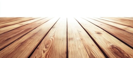 Wooden floorboards with natural grain pattern isolated on white background perfect for interior design or flooring concepts