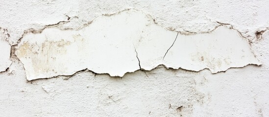 Obraz premium Peeling white cement wall texture with cracks and imperfections for background or architectural design elements