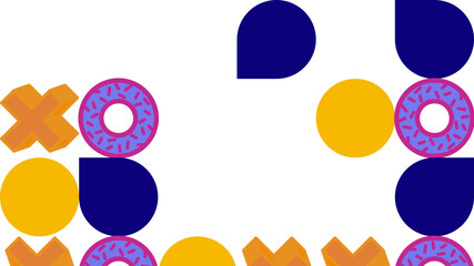Colorful Geometric Donut Pattern with Abstract Shapes Vector Illustration