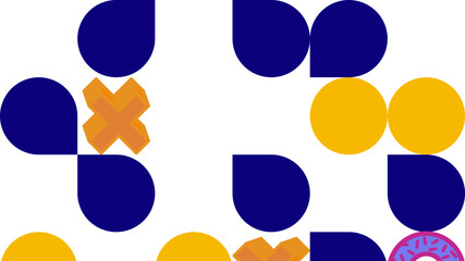 Colorful Geometric Donut Pattern with Abstract Shapes Vector Illustration