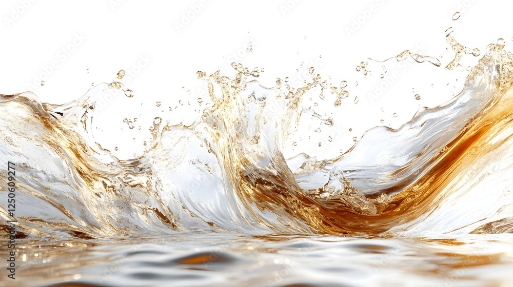Poster Powerful splashing water wave in motion with elegant liquid dynamics abstract pattern and minimalist contemporary design  Dynamic transparent fluid flow