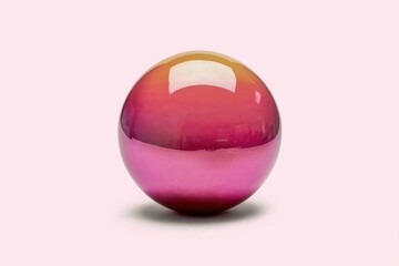 A glossy, ombre sphere transitions from a warm yellow-orange to a deep pink.
