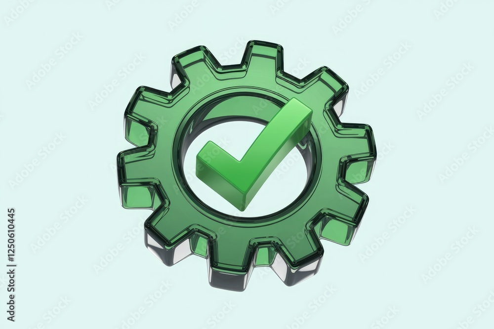 Aufkleber Green gear with a checkmark symbolizes efficient process completion and successful task management.