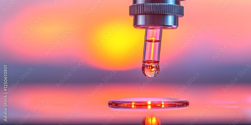 Aufkleber futuristic lab droplet high-precision glass dropper against vibrant backdrop - cutting-edge diagnost