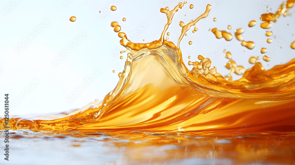 Fototapete Striking liquid splash in a vibrant orange hue creating dynamic motion energy and a captivating visual effect  The fluid movement and texture evoke a sense of power fluidity and creative imagination