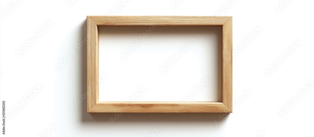 Poster wooden picture frame with a blank space isolated on a white background for versatile display and cre