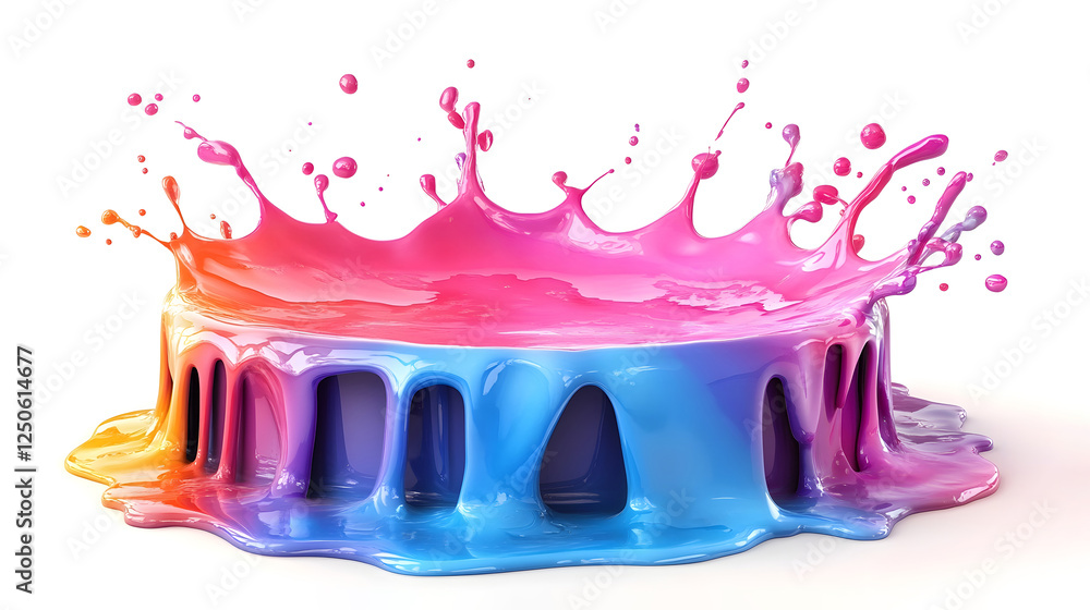 Poster vibrant and colorful liquid paint splash with dynamic movement and abstract expression explosion of 