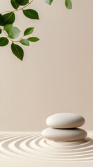 Zen Garden Vibes Sand Spiral Design with Smooth Stone Harmony for Mindfulness Marketing and Wellness Brand Promotion - Serene Decor Trends for Professional Spaces