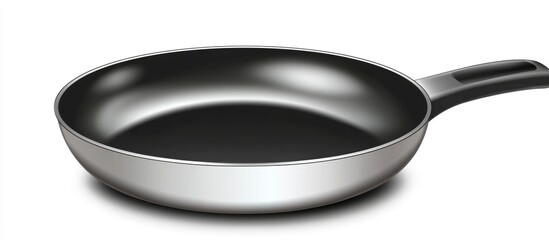 Metal frying pan with a non-stick surface isolated on a white background for easy use in culinary designs and advertisements.