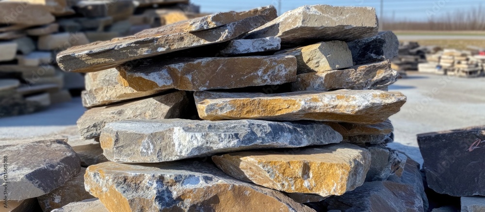 Poster stack of natural stones for construction and building material showcasing texture and color variatio