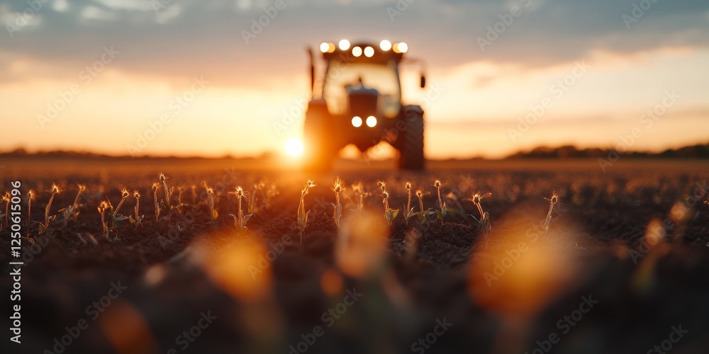 Poster golden hour precision farming digital tech monitoring for cornfield growth - agriculture innovation 