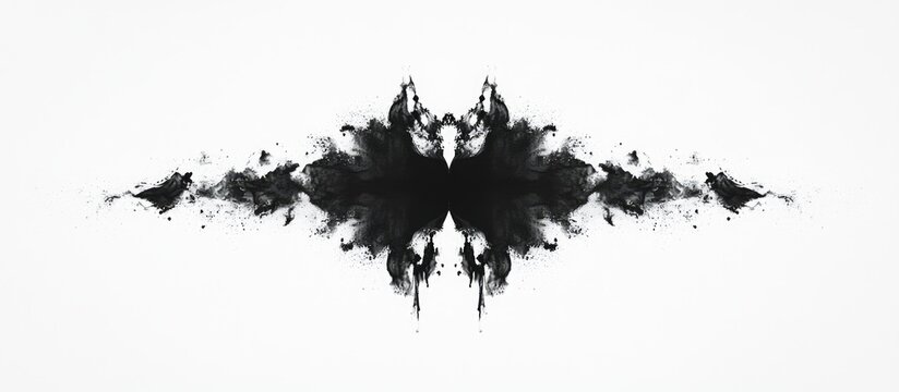 Rorschach inkblot test artwork on a clean white background showcasing abstract psychological evaluation patterns