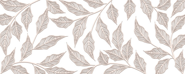 Elegant Subtle Nature Inspired Branch Illustration Wallpaper, Leaf pattern