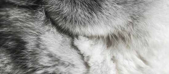 Obraz premium Close-up of soft gray and white fur showcasing the luxurious texture and patterns in a beautiful natural setting.
