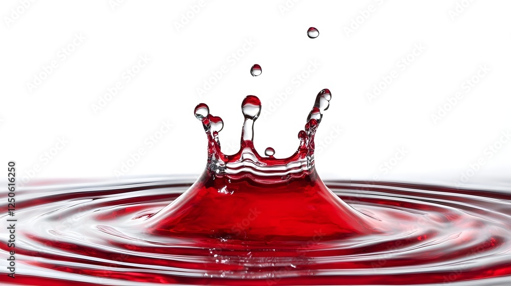 Aufkleber Vibrant crimson water splash with dynamic motion creating an abstract circular pattern and design  The liquid droplet impact generates a beautiful colorful and energetic visual background