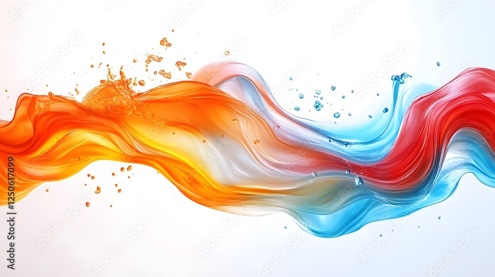Aufkleber Vibrant Fluid Motion Abstract with Energetic Cosmic Swirls and Colorful Digital Gradient Effects  Dynamic mesmerizing abstract design with flowing liquid forms splashes