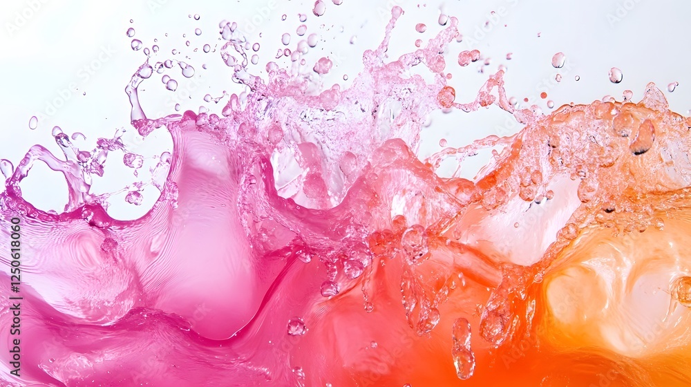 Fototapete Vibrant Liquid Splash of Colorful Paint in Abstract Motion Background  Dynamic Fluid and Captivating Digital Art Composition with Swirling Shapes Patterns and Textures
