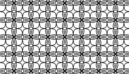 Fototapeta premium Elegant Black and White Geometric Interlocking Floral Pattern