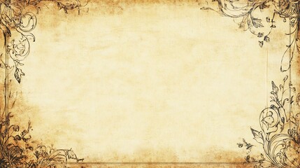 Antique Paper Background With Floral Corner Designs