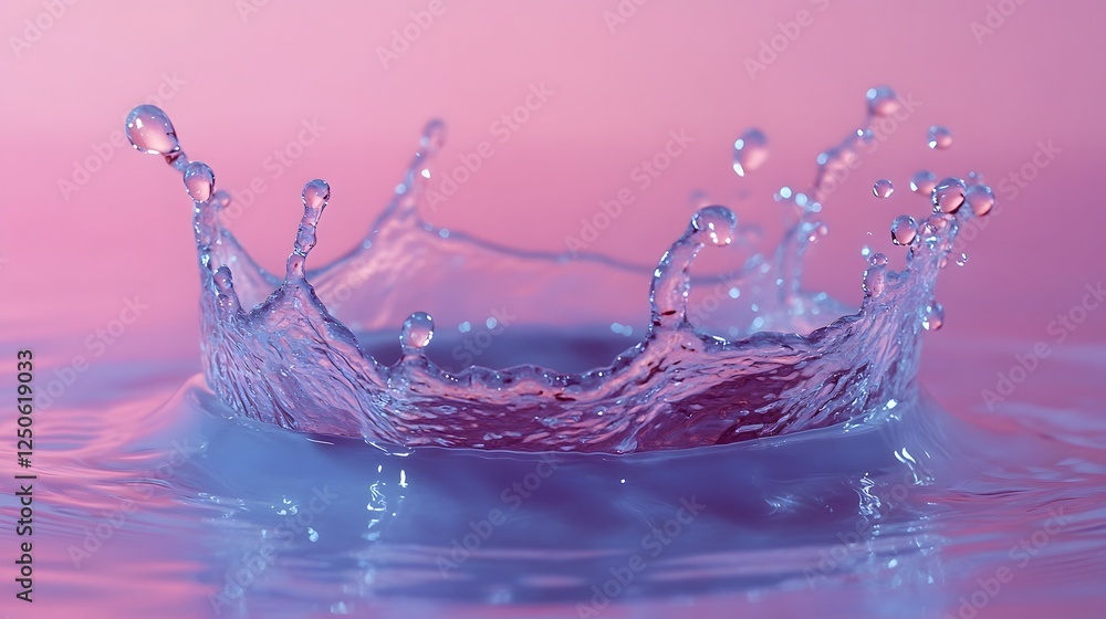 Leinwandbilder vibrant splash of clear glistening water droplets frozen in dynamic motion against a soft pastel pin