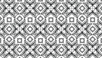 Seamless pattern with leaves. Black and white vector background