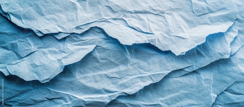 Poster wrinkled crumpled blue paper texture background for artistic and design purposes showcasing depth an