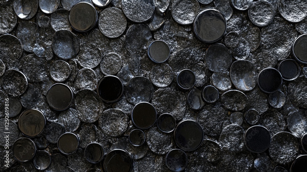 Poster textured surface featuring a pattern of small glossy black circles creating an abstract design ideal