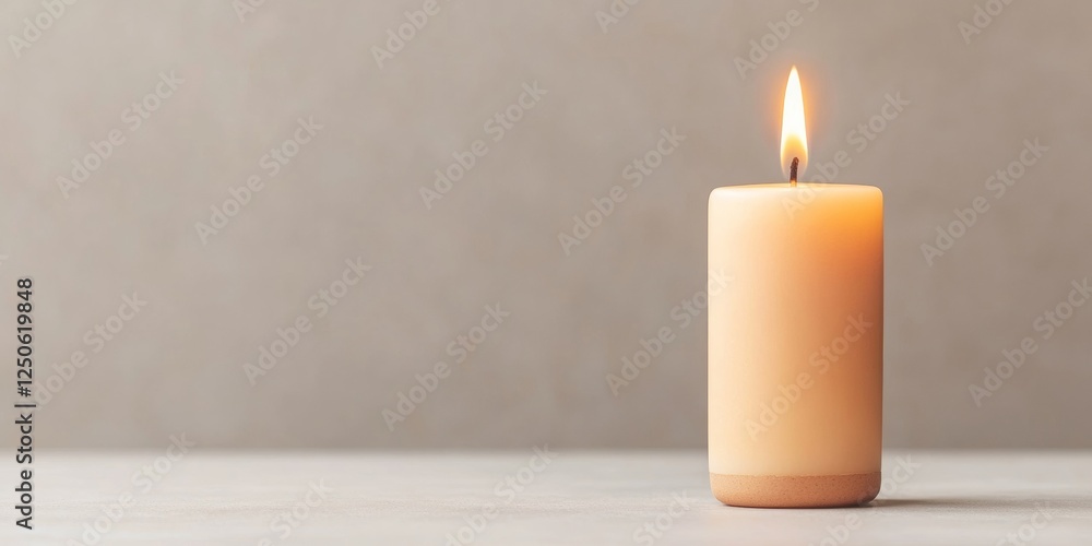 Aufkleber minimalist festive candle decor warm glow on textured surface - atmospheric ambiance creation for ho