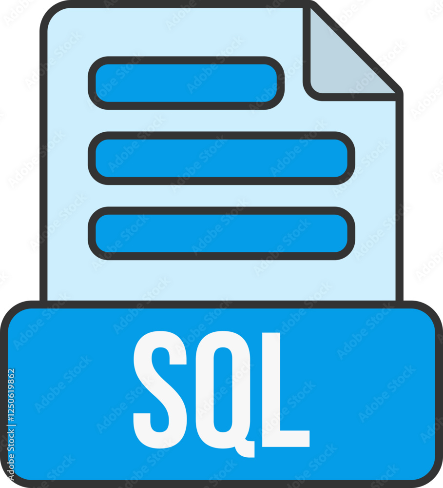 Fototapete SQL File Format Icon Lineal Color