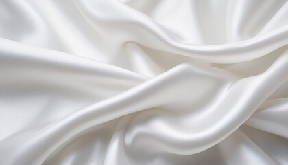 White Silk Fabric Texture with Gentle Folds, Soft Shadows, and Realistic Smooth Satin Sheen for Elegant Luxury Backgrounds, Fashion, and High-End Branding
