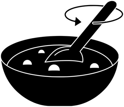 black bowl stirring food with spoon clip art preview