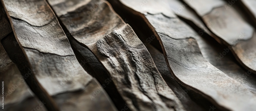 Poster textured close-up of poplar tree bark showcasing intricate patterns and natural tones for use in bac