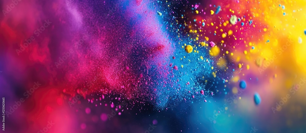 Aufkleber vibrant explosion of colored powder particles creating a stunning abstract background in a spectrum 