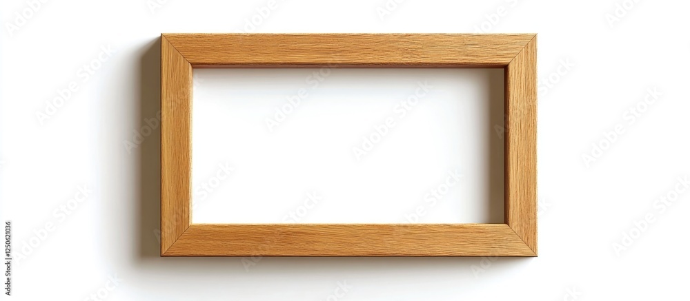 Poster wooden picture frame with empty space isolated on white background for artwork display or decoration