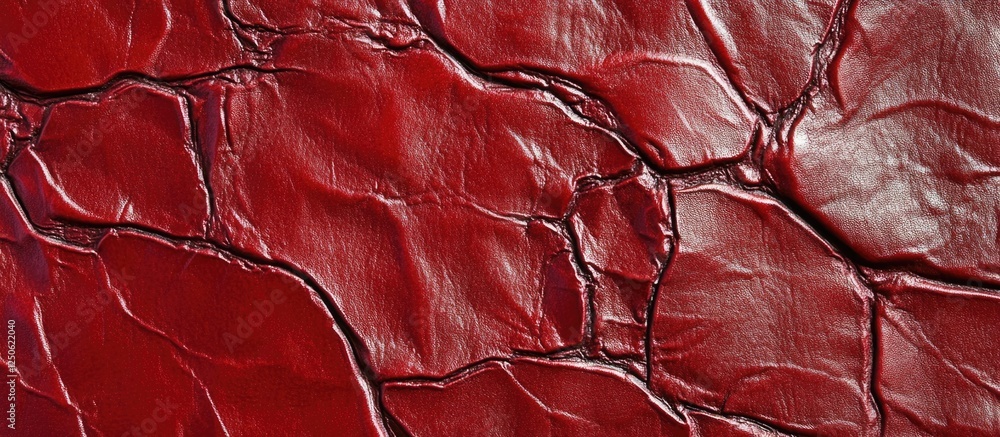 Poster crumpled red leather texture with rich detailing and a glossy finish perfect for backgrounds and des