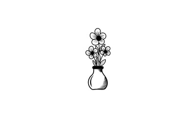 flowers in a vase, black and white flowers