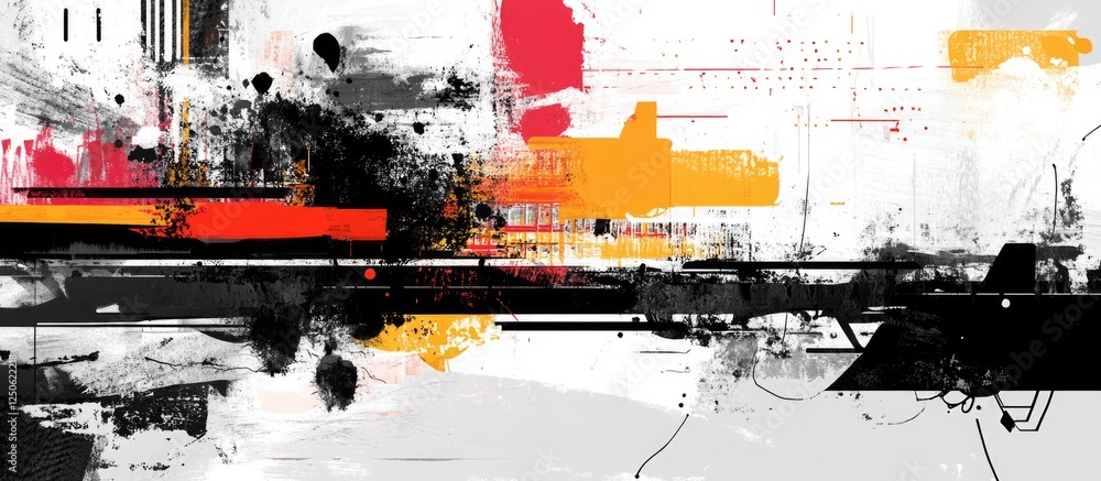 Poster vibrant urban collage background showcasing abstract textures and dynamic typography elements in bol