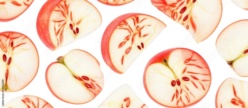 Aufkleber fresh red apple slices arranged in a seamless pattern on white background showcasing vibrant colors 