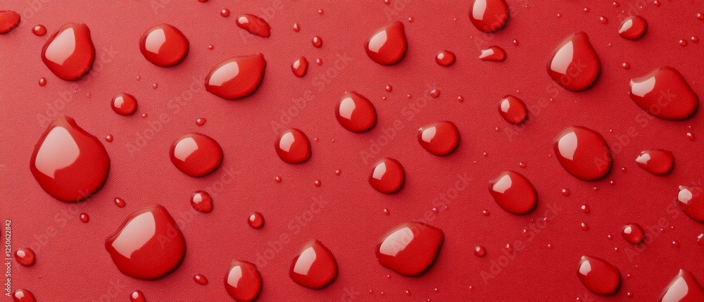 Poster Dynamic Water Droplet Visualization Abstract Red Surface Texture for Environmental Marketing and Water Conservation Initiatives - Sustainability in Modern Graphic Design