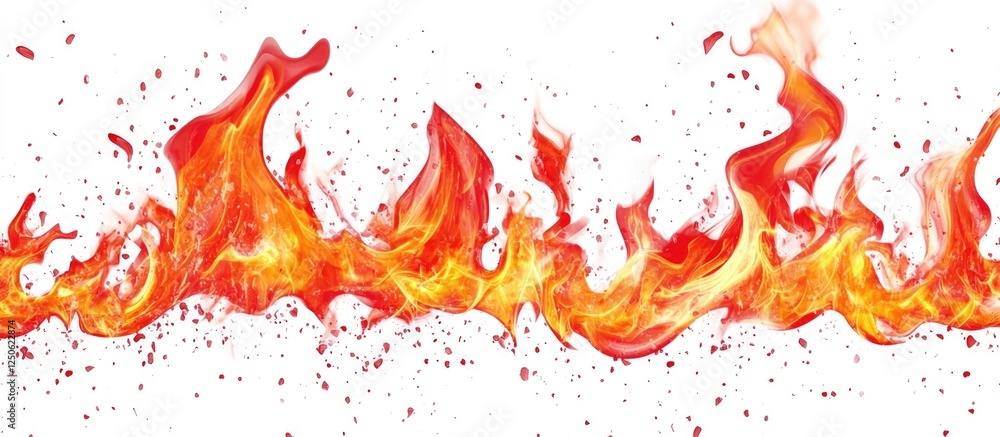 Poster vibrant red flame graphics on a clean white background ideal for dynamic design and creative project