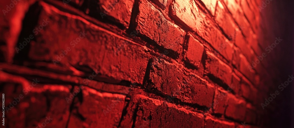 Poster red brick wall in perspective textured masonry with warm lighting creating an abstract backdrop for 