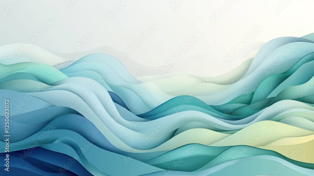 Poster abstract ocean waves illustration with lines and gradient color palette