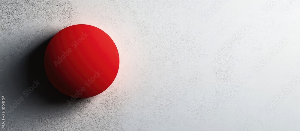 Poster red circular object on a soft gray background creating a minimalist and modern visual contrast in pe