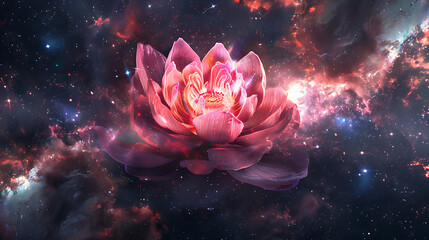 A cosmic nebula shaped like a blooming lotus