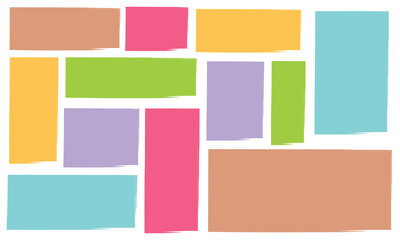 Fototapeta premium Text box frame brush rough crayon shape set. Hand drawn crayon grunge brush square rectangle border. Text box frame rough grunge rectangle paint shape element