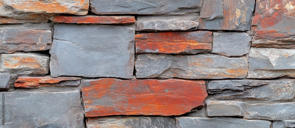 Aufkleber textured red and gray stone wall creating a rustic background suitable for design, architecture, or 