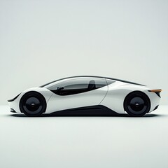 Futuristic Sleek White Electric Car Profile View Modern Design